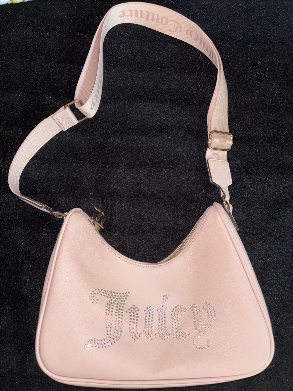 Juicy Couture Pale Pink Crystal-Logo Shoulder Bag